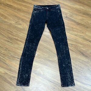 H&M Jeans Womens  Mid-Rise Skinny Divided Stretch Black Acid Wash Denim Sz 6